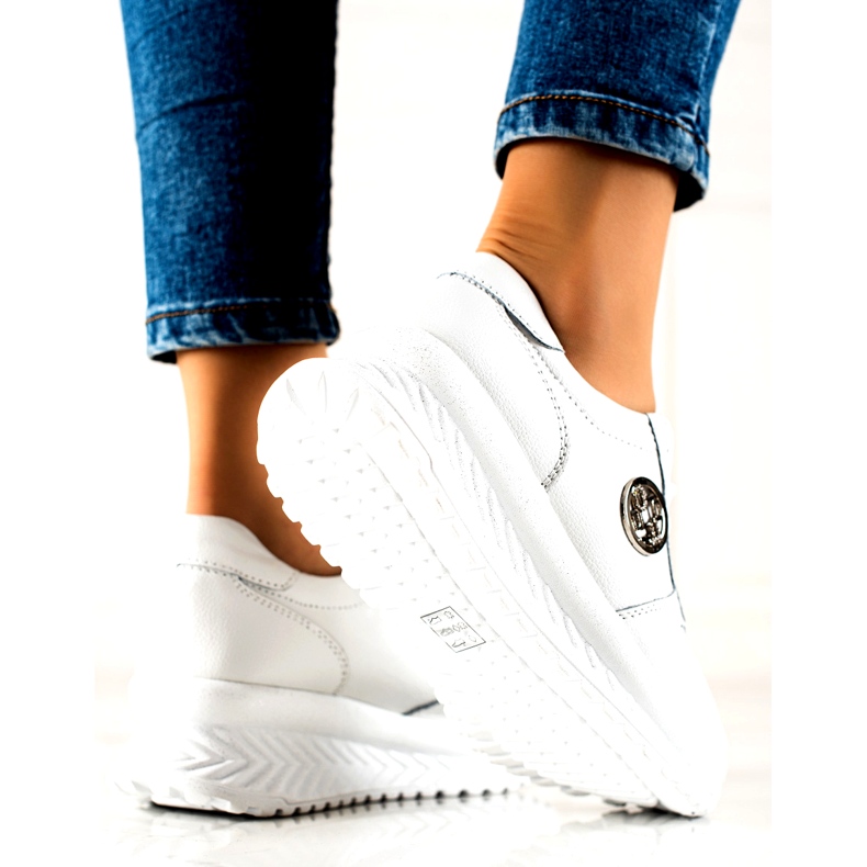 Chaussures de sport pour femmes attachées Filippo DP3547 / 22 WH Blanc argent 3