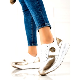 Chaussures de sport pour femmes attachées Filippo DP3547 / 22 WH GO Blanc blanche d'or 1 Chaussures de sport pour femmes attachées Filippo DP3547 / 22 WH GO Blanc blanche d'or 1