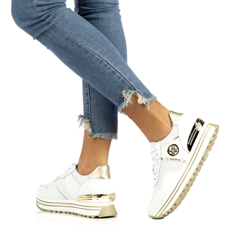 Baskets en cuir Filippo DP3538 / 22 WH blanche 1