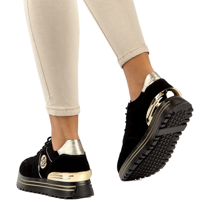 Baskets en cuir Filippo DP3538/22 BK GO noir 2