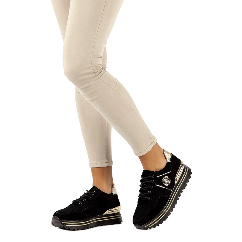 Baskets en cuir Filippo DP3538/22 BK GO noir 5