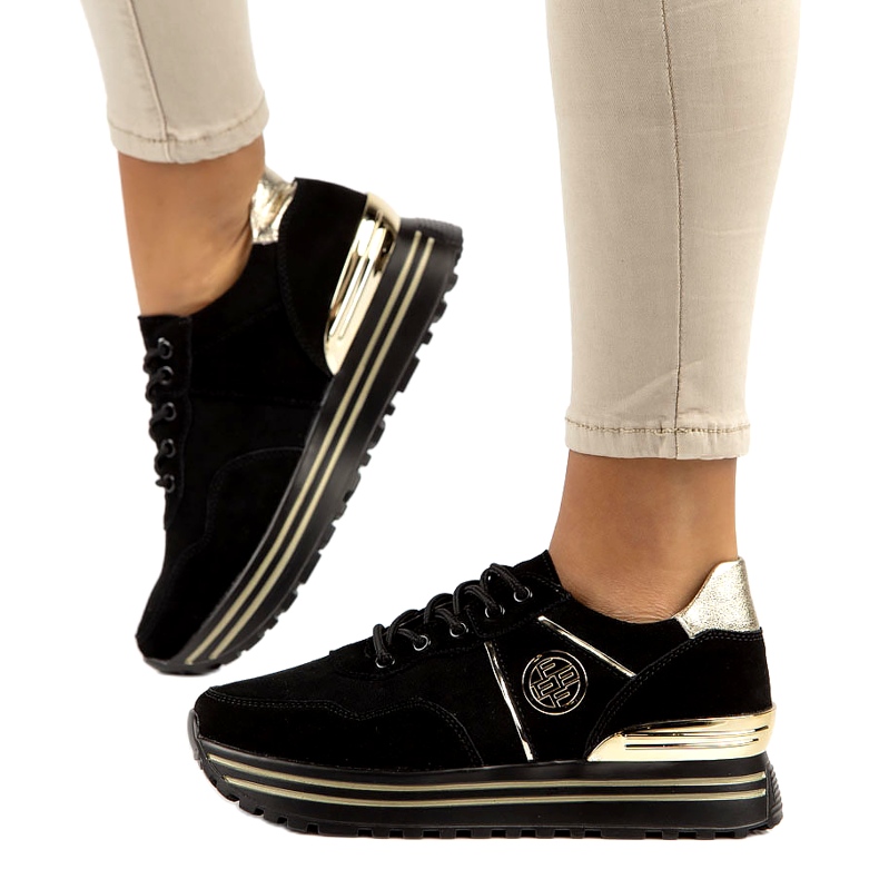 Baskets en cuir Filippo DP3538/22 BK GO noir 1