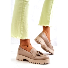 Chaussures en cuir pour femme Franges Maciejka 05497-04 Beige 3