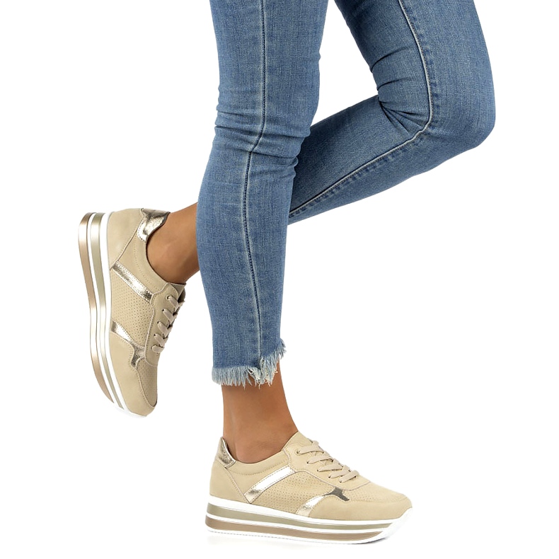 Baskets en daim cuir Filippo DP2004/21 BE beige d'or 4