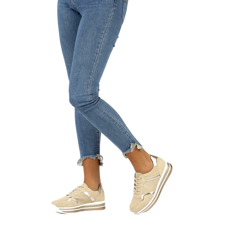 Baskets en daim cuir Filippo DP2004/21 BE beige d'or 2