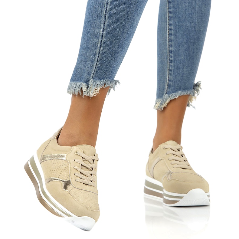 Baskets en daim cuir Filippo DP2004/21 BE beige d'or 3