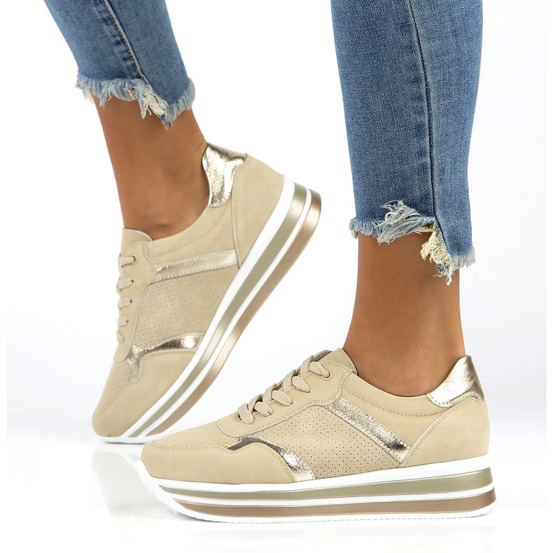 Baskets en daim cuir Filippo DP2004/21 BE beige d'or 1