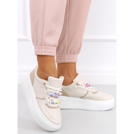 Baskets femme avec perles Lalima Beige 1