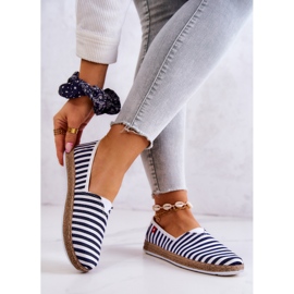 Espadrilles Femme Big Star Slip-on Ceintures FF276027 Bleu Marine blanc 2
