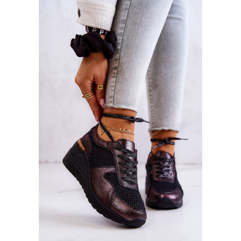 Baskets Compensées En Cuir Avec Filet S.Barski Noir le noir 1