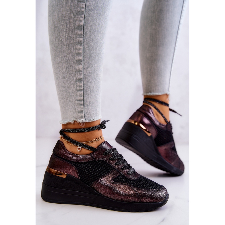 Baskets Compensées En Cuir Avec Filet S.Barski Noir le noir 2