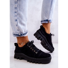 S.Barski Chaussures en daim pour femmes Tied Black Mayson le noir 3
