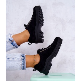 S.Barski Chaussures en daim pour femmes Tied Black Mayson le noir 9