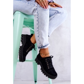 S.Barski Chaussures en daim pour femmes Tied Black Mayson le noir 7