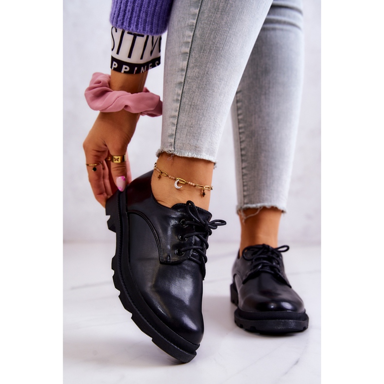 S.Barski Chaussures Oxford classiques pour femmes Colton noir 1