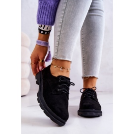 S.Barski Richelieus Femme Daim Chaussures Classiques Noir Colton 1