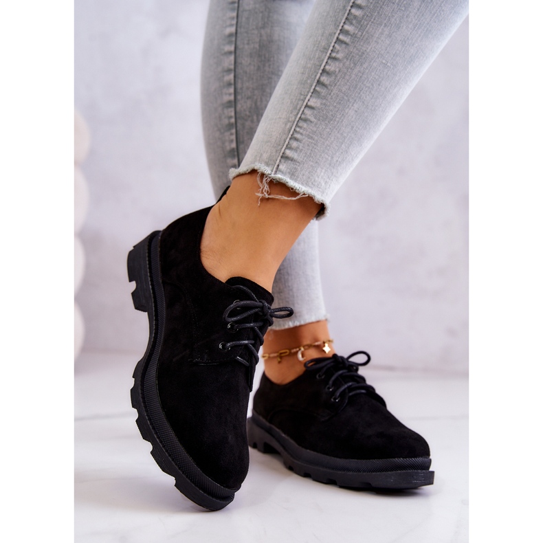 S.Barski Richelieus Femme Daim Chaussures Classiques Noir Colton 2