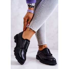 S.Barski Chaussures à enfiler en cuir pour femmes Noir Kirstee 2