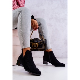 Vinceza Bottines en daim ajourées Carine noires avec une coupe le noir 4