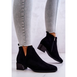 Vinceza Bottines en daim ajourées Carine noires avec une coupe le noir 3