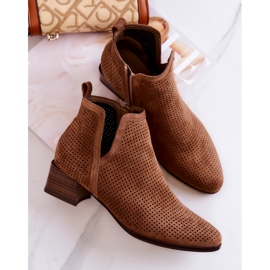 Vinceza Bottines En Daim Ajouré Avec Une Découpe Carine Marron brun 7