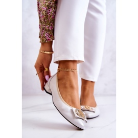 PA2 Ballerines En Cuir à Décor Joliet Blanc Et Doré 1