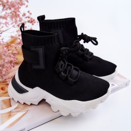 FR1 Chaussures de sport pour enfants High Sock Black Nickie le noir 1