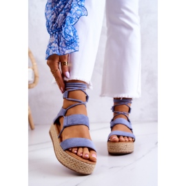 FW1 Sandales nouées pour femmes sur la plate-forme bleue Amrillo 1