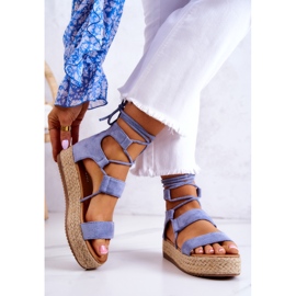 FW1 Sandales nouées pour femmes sur la plate-forme bleue Amrillo 2