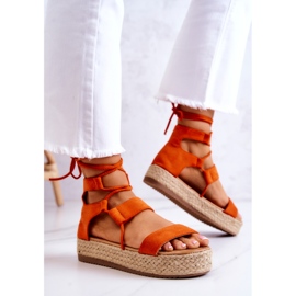 FW1 Sandales nouées pour femmes sur la plateforme orange Amrillo 2