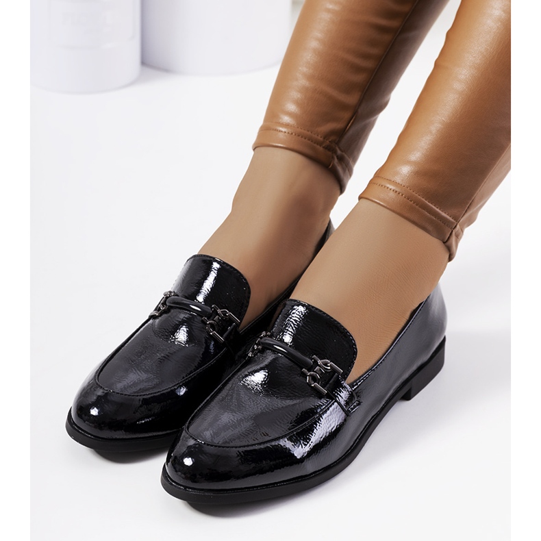Mocassins femme laqué noir Zettici 1