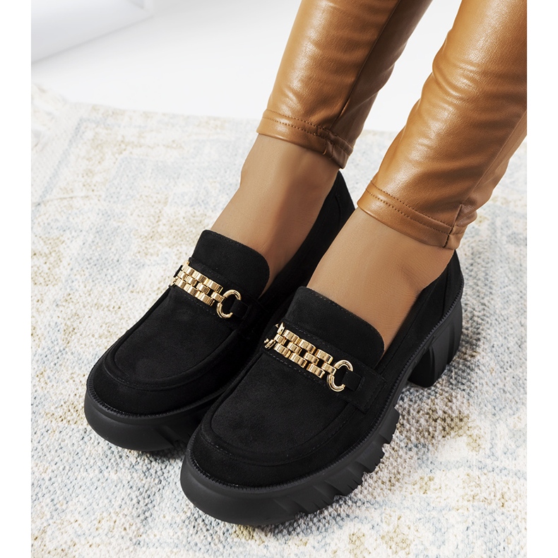 Mocassins noirs sur semelle épaisse Jeri le noir 1