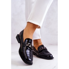 Vinceza Mocassins En Cuir Mocassins Avec Chaîne Killen Noire 2