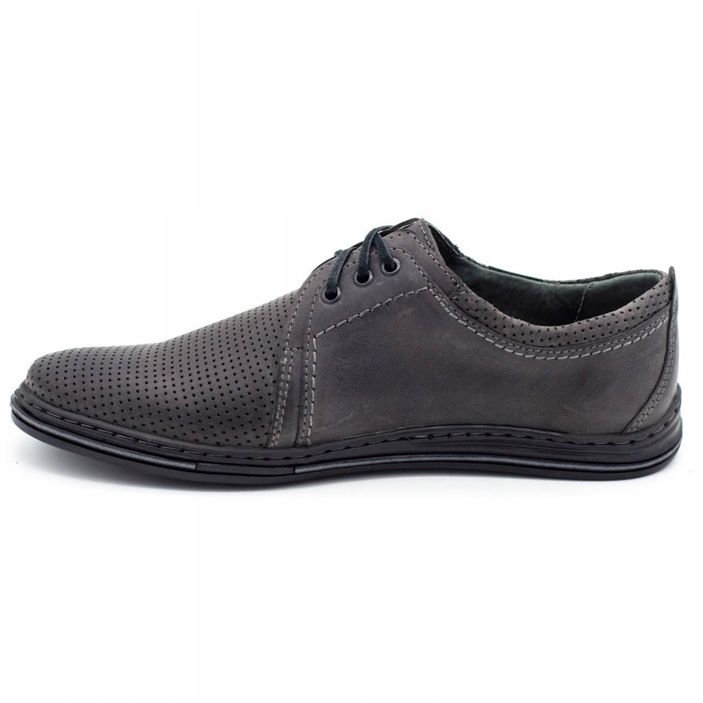 Polbut Chaussures en cuir masculin 343p Gris perforé 1