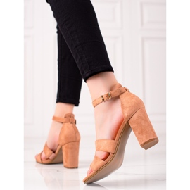Evento Sandales à talons en daim beige brun 3