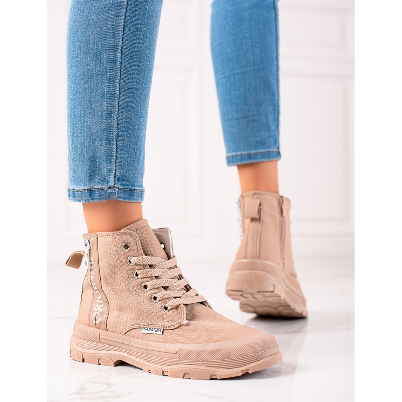 Sabatina Baskets montantes originales beige brun 2