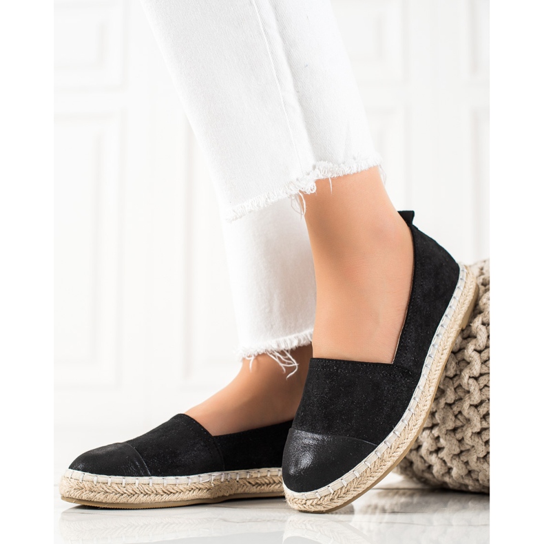 TRENDI Espadrilles Noires À Paillettes 1