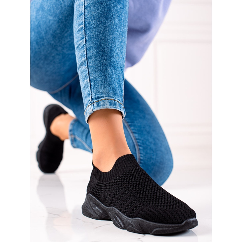 Sweet Shoes Baskets de sport à enfiler le noir 2