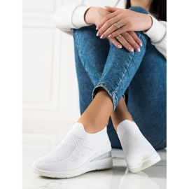 TRENDI Baskets compensées à enfiler blanche 2
