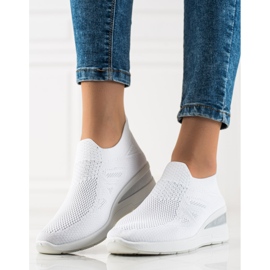 TRENDI Baskets compensées à enfiler blanche 1
