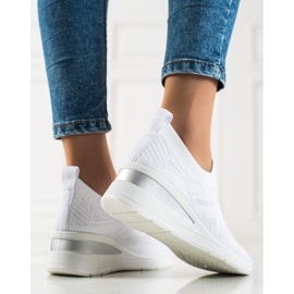 TRENDI Baskets compensées à enfiler blanche 3