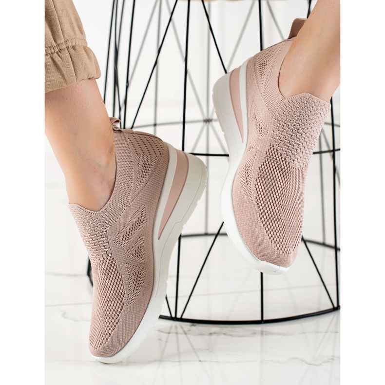 TRENDI Baskets compensées à enfiler rose 2