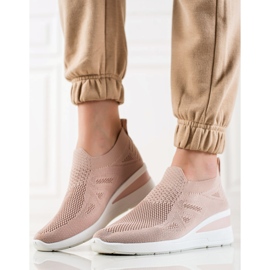 TRENDI Baskets compensées à enfiler rose 1