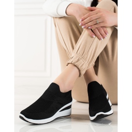 TRENDI Baskets compensées à enfiler noir 2