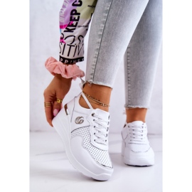 S.Barski Chaussures de sport en cuir pour femmes Baskets Blanc Loissa 1