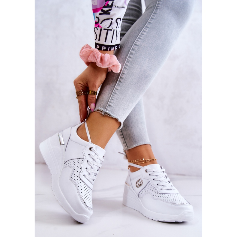 S.Barski Chaussures de sport en cuir pour femmes Baskets Blanc Loissa 2