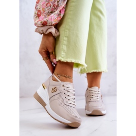 S.Barski Chaussures De Sport En Cuir Pour Femmes Baskets Beige Loissa 1