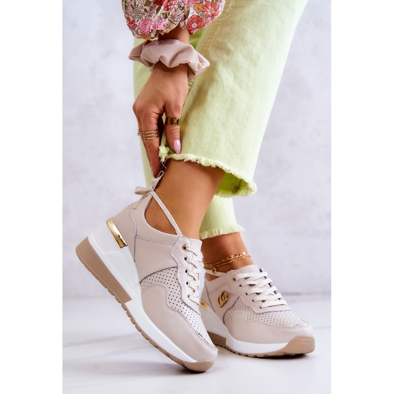 S.Barski Chaussures De Sport En Cuir Pour Femmes Baskets Beige Loissa 2