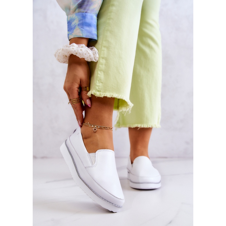 Baskets en cuir pour femmes Slip-On S.Barski Blanc blanche 1