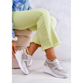 S.Barski Baskets Compensées En Cuir Avec Filet Argenté 4